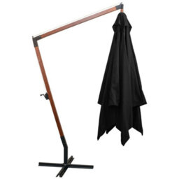 Berkfield Sturdy Hanging Parasol With Pole Black 3X3 M Solid Fir Wood - thumbnail 3