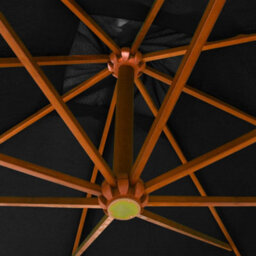 Berkfield Sturdy Hanging Parasol With Pole Black 3X3 M Solid Fir Wood - thumbnail 4