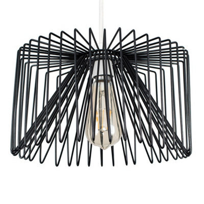 Valuelights Amadeus Modern Black Non Electric Metal Wire Design Cylinder Shaped Light Shade (D)30Cm - image 1