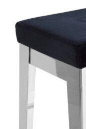 Orsina Silver Bar Stool For Patio-Black Velvet Counter Seat For Kitchen-Stainless Steel Bar Seat-Breakfast Stool - thumbnail 3