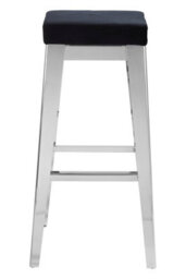 Orsina Silver Bar Stool For Patio-Black Velvet Counter Seat For Kitchen-Stainless Steel Bar Seat-Breakfast Stool