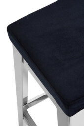 Orsina Silver Bar Stool For Patio-Black Velvet Counter Seat For Kitchen-Stainless Steel Bar Seat-Breakfast Stool - thumbnail 4