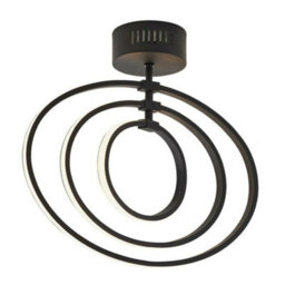 Led Semi Flush Ceiling Light 21W Warm White Matt Black Hoop Ring Feature Strip - thumbnail 3