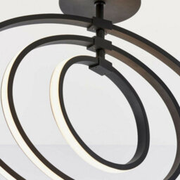Led Semi Flush Ceiling Light 21W Warm White Matt Black Hoop Ring Feature Strip - thumbnail 5