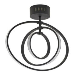 Led Semi Flush Ceiling Light 21W Warm White Matt Black Hoop Ring Feature Strip - thumbnail 4
