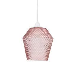 First Choice Lighting Set Of 2 Porter - Pink Textured Glass Easy Fit Pendant Shades - thumbnail 2