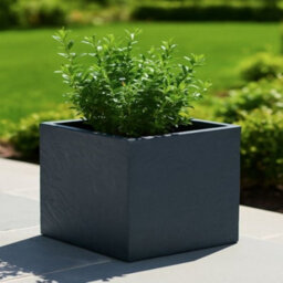 Graphite Square Riven Planter 39Cm - Grey - thumbnail 2