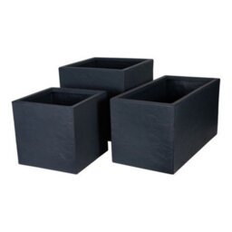 Graphite Square Riven Planter 39Cm - Grey - thumbnail 6
