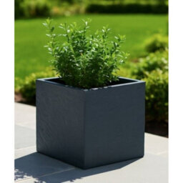 Graphite Square Riven Planter 39Cm - Grey - thumbnail 1