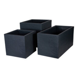 Graphite Square Riven Planter 39Cm - Grey - thumbnail 5
