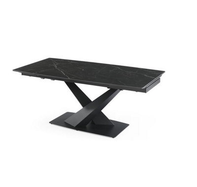 Interior Emporium Ie Nordic Rock Extendable Ceramic Dining Table (Black) - With 4 Static Chairs (Black , Grey , Green , Teel) - image 1