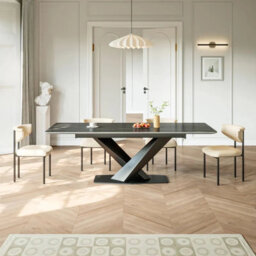 Interior Emporium Ie Nordic Rock Extendable Ceramic Dining Table (Black) - With 4 Static Chairs (Black , Grey , Green , Teel) - thumbnail 4