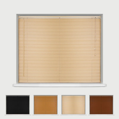 Caecus Blinds Caecus Woodgraineffect Pvc Long Drop Venetian Blinds Natural 75Cm Width X 210Cm Drop - image 1