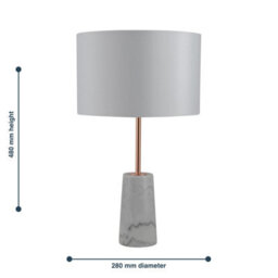 First Choice Lighting Phoenix - White Marble Copper Combination Floor And Table Lamp With Shade - thumbnail 5
