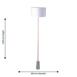 First Choice Lighting Phoenix - White Marble Copper Combination Floor And Table Lamp With Shade - thumbnail 6