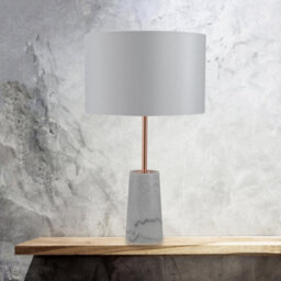 First Choice Lighting Phoenix - White Marble Copper Combination Floor And Table Lamp With Shade - thumbnail 9