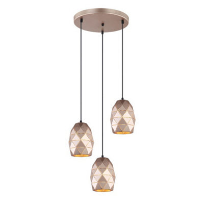 Luminosa Lighting Luminosa Modern Hanging Pendant Golden Champagne 3 Light , E27 - image 1
