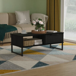 Ancona Matt Black Ash 1 Drawer Non-Extendable Coffee Table (H)348mm (W)925mm (D)410mm - thumbnail 1
