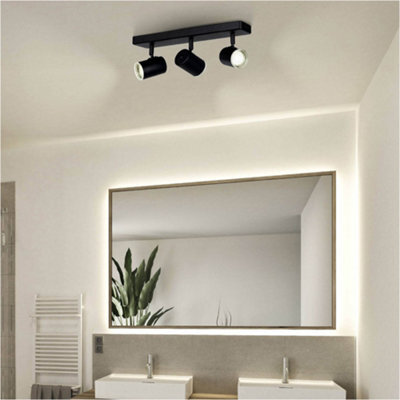 Loops Modern Black Triple Bar Bathroom Ceiling Spotlight With Gu10 Fittings For Stylish Indoor Lighting - image 1