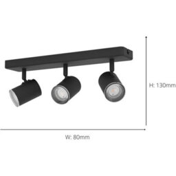 Loops Modern Black Triple Bar Bathroom Ceiling Spotlight With Gu10 Fittings For Stylish Indoor Lighting - thumbnail 4