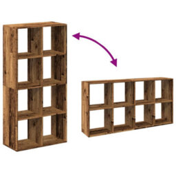 Berkfield Room Divider Bookcase Old Wood 69.5X29X137.5 Cm Engineered Wood - thumbnail 8