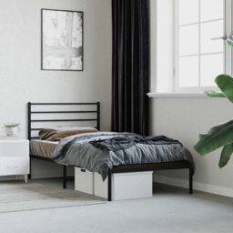 Walplus Metal Bed Frame Without Mattress With Headboard Black 90X190Cm - thumbnail 1