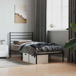 Walplus Metal Bed Frame Without Mattress With Headboard Black 90X190Cm - thumbnail 3