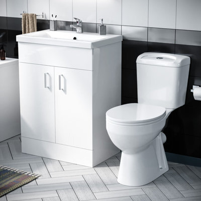Nes Home 600mm Basin White Vanity & Wc Toilet Pan - image 1