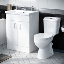 Nes Home 600mm Basin White Vanity & Wc Toilet Pan - thumbnail 1