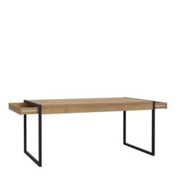 Wyld Haus Egtved Black And Natural Oak Effect Dining Table With Metal Legs - thumbnail 4