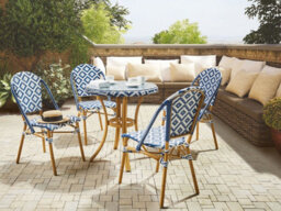 Beliani Garden Dining Set 4 Seater Rifreddo Pe Rattan Blue - thumbnail 2