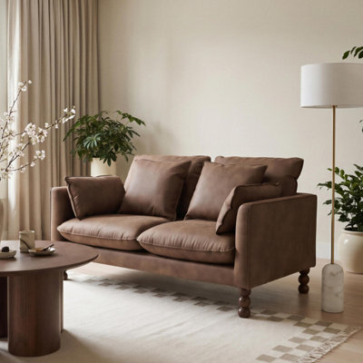 Furniturebox Uk Monroe Brown Faux Leather 2 Seater Sofa - image 1