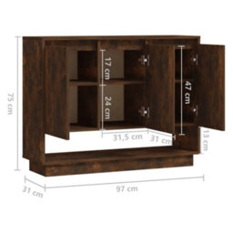 Berkfield Durable Sideboard Smoked Oak 97X31X75 Cm Engineered Wood - thumbnail 8