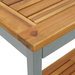 Berkfield Outdoor Table Natural & Grey 35X80X75 Cm Solid Wood And Steel - thumbnail 8