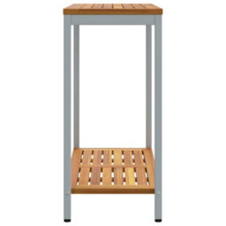 Berkfield Outdoor Table Natural & Grey 35X80X75 Cm Solid Wood And Steel - thumbnail 6