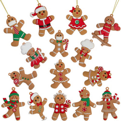 Festive Fix Gingerbread Christmas Tree Ornaments 15 Pack Hanging Decorations For Xmas Tree Wreaths Gifts Home Holiday Decor - image 1