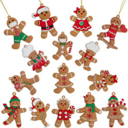 Festive Fix Gingerbread Christmas Tree Ornaments 15 Pack Hanging Decorations For Xmas Tree Wreaths Gifts Home Holiday Decor - thumbnail 1