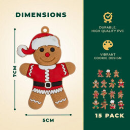 Festive Fix Gingerbread Christmas Tree Ornaments 15 Pack Hanging Decorations For Xmas Tree Wreaths Gifts Home Holiday Decor - thumbnail 3