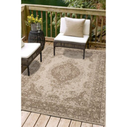 Melrose Eden Medallion Natural Coloured Large Indoor Outdoor Area Rug 3mm Pile Height - 160/230Cm - thumbnail 4