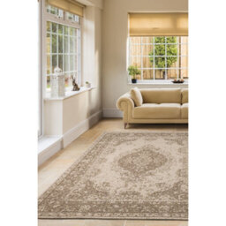 Melrose Eden Medallion Natural Coloured Large Indoor Outdoor Area Rug 3mm Pile Height - 160/230Cm - thumbnail 1