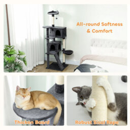 Pawhut 180Cm Cat Tree Tower With Sisal Scratching Posts, Condos, Dark Grey - thumbnail 7