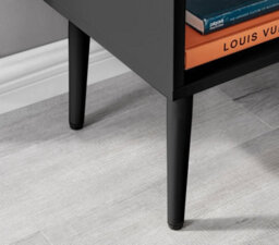 Furniturebox Taylor Black Painted Wooden Bedside Table With 1 Drawer Plus Shelf And Silver Handles - thumbnail 5
