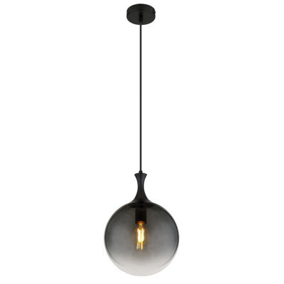 Luminosa Lighting Luminosa Dalton Globe Pendant Ceiling Light Matt Black Balls Smoke Glass Shade 1X E27 - image 1