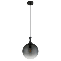 Luminosa Lighting Luminosa Dalton Globe Pendant Ceiling Light Matt Black Balls Smoke Glass Shade 1X E27 - thumbnail 2