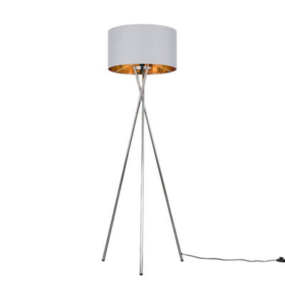Valuelights Camden Chrome Tripod Floor Lamp With Grey/gold Shade - image 1