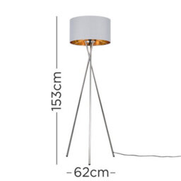 Valuelights Camden Chrome Tripod Floor Lamp With Grey/gold Shade - thumbnail 5
