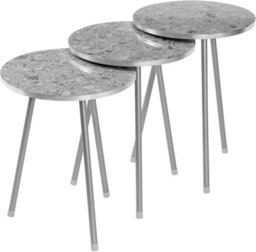 Hygrad Built to Survive Set Of 3 Modern Chic Round Wood/metal Nesting End Stacking Coffee Bedside Tables In 3 Colours (Grey) - thumbnail 4