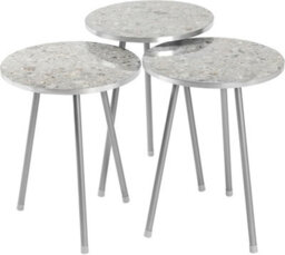 Hygrad Built to Survive Set Of 3 Modern Chic Round Wood/metal Nesting End Stacking Coffee Bedside Tables In 3 Colours (Grey) - thumbnail 3