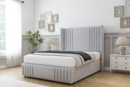 "Comfort Elise Silver Plush Divan Bed Set No Drawers - 54"" Wingback & 12"" Footboard 6' Super King" - thumbnail 2
