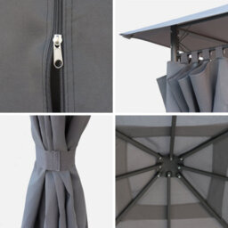 Sweeek - Heavy Duty 3X3M Gazebo With Curtains Elusa Grey 299X299X262 Cm - thumbnail 4